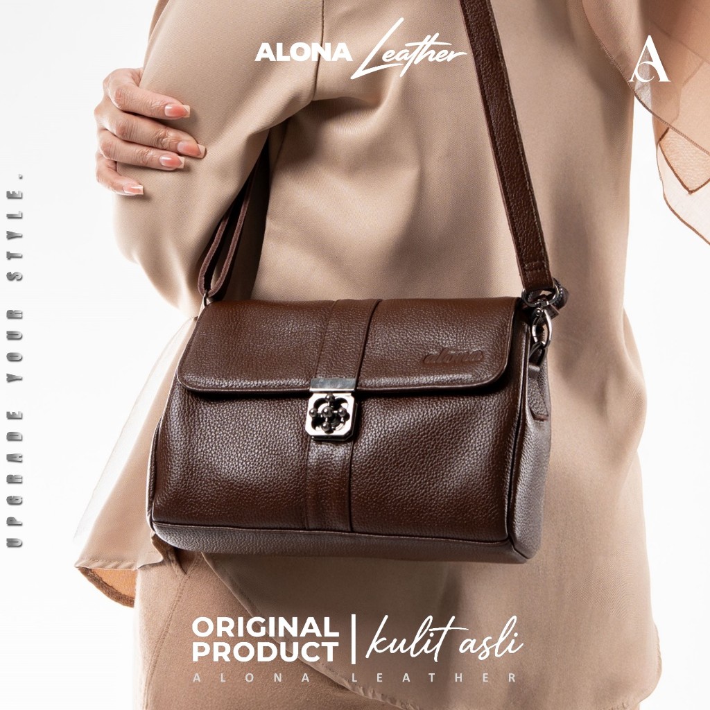 Tas Kulit Wanita Slempang Bahu Alona Belleza Kulit Sapi Asli Original Premium Leather Elegan Stylish