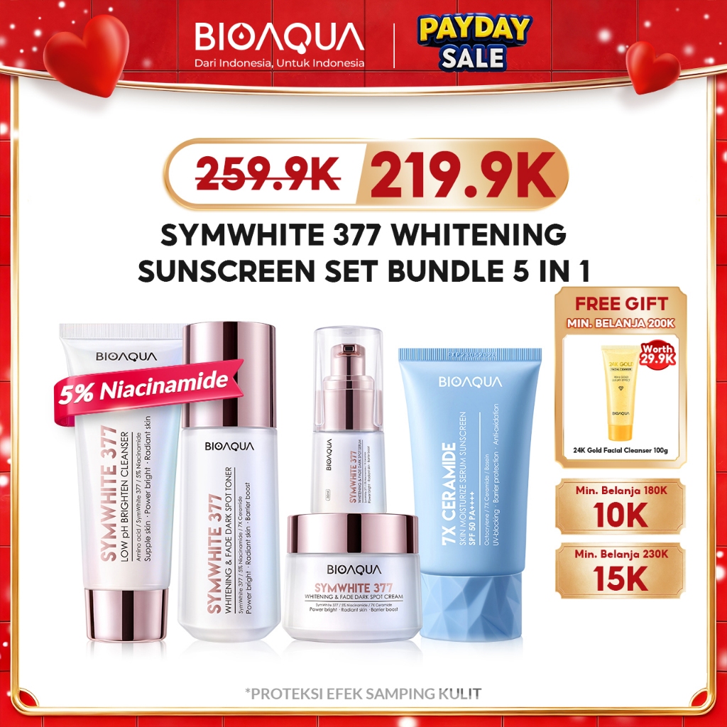 BIOAQUA Symwhite 377 Whitening With Sunscreen Sunblock Wajah Moisturizer Cream / Toner Wajah Glowing