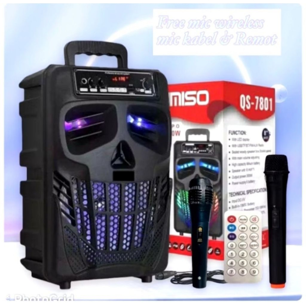 SALON AKTIF SUPER BASS UKURAN BESAR 8,5 INCH FREE MIC DAN REMOTE SPEAKER BLUETOOTH EXTRA BASS