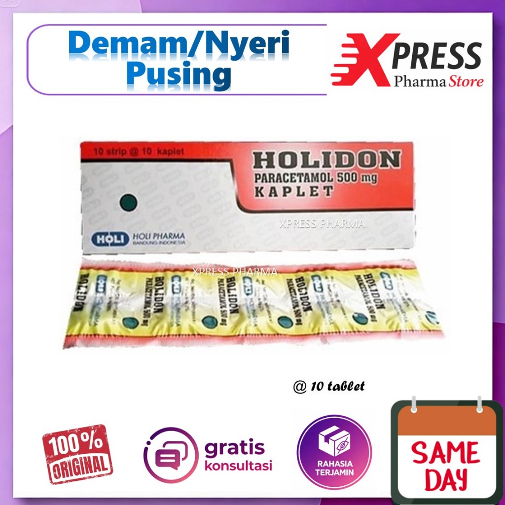 XPRESS  Holidon STRIP isi 10 Tablet Obat Panas Demam Nyeri Pusing Sakit Kepala Sakit Gigi Holi don K