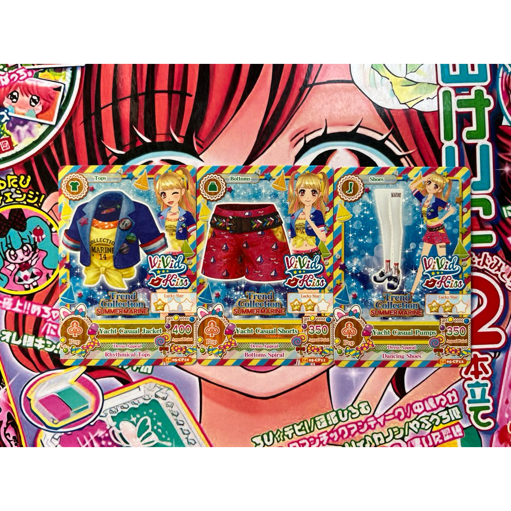 Kartu Aikatsu Mikuru Natsuki Yacht Casual Coord  Tops Shoes Bottoms Summer Marine Collection Set Car