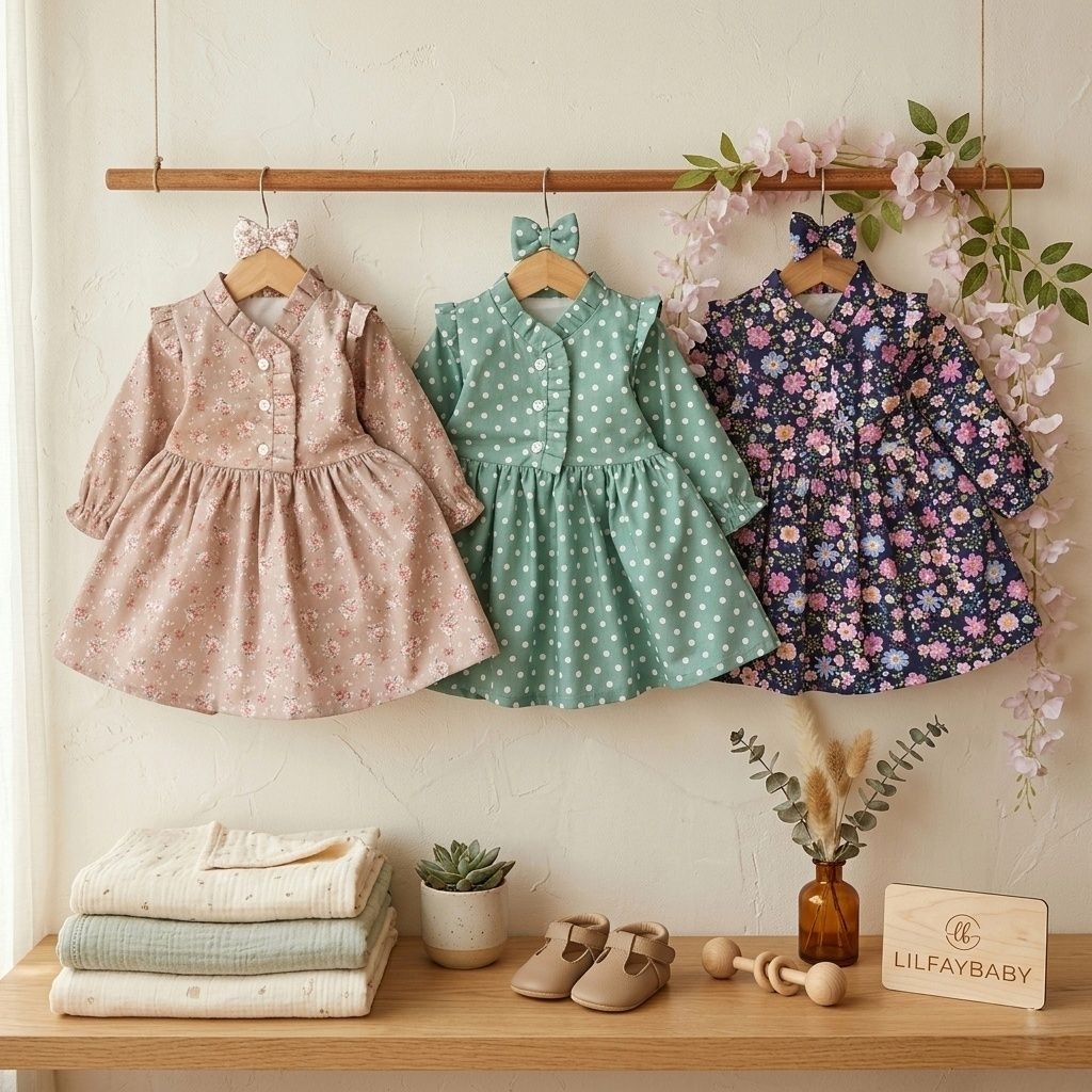 Sabina dress lengan panjang ruffle katun jepang premium