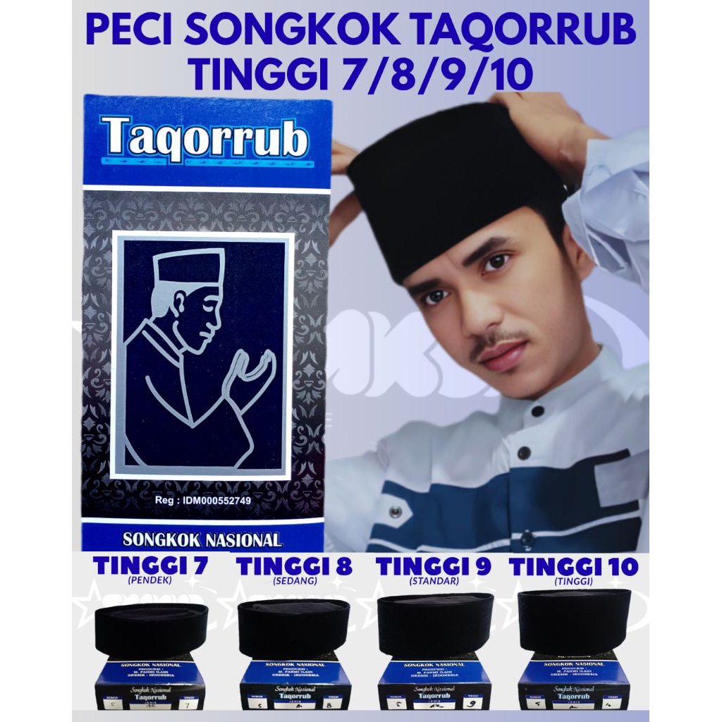 PECI TAQORRUB peci hitam peci songkok peci nasional peci santri peci pendek peci tinggi 7 peci presi