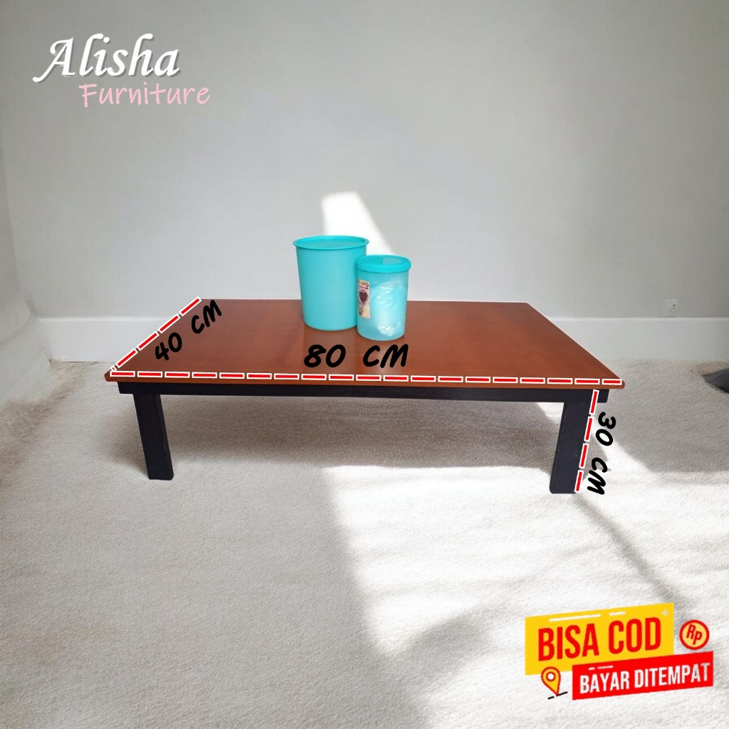 Meja Serbaguna Lesehan Kayu 80x40x30cm Multifungsi Plitur Meja Belajar