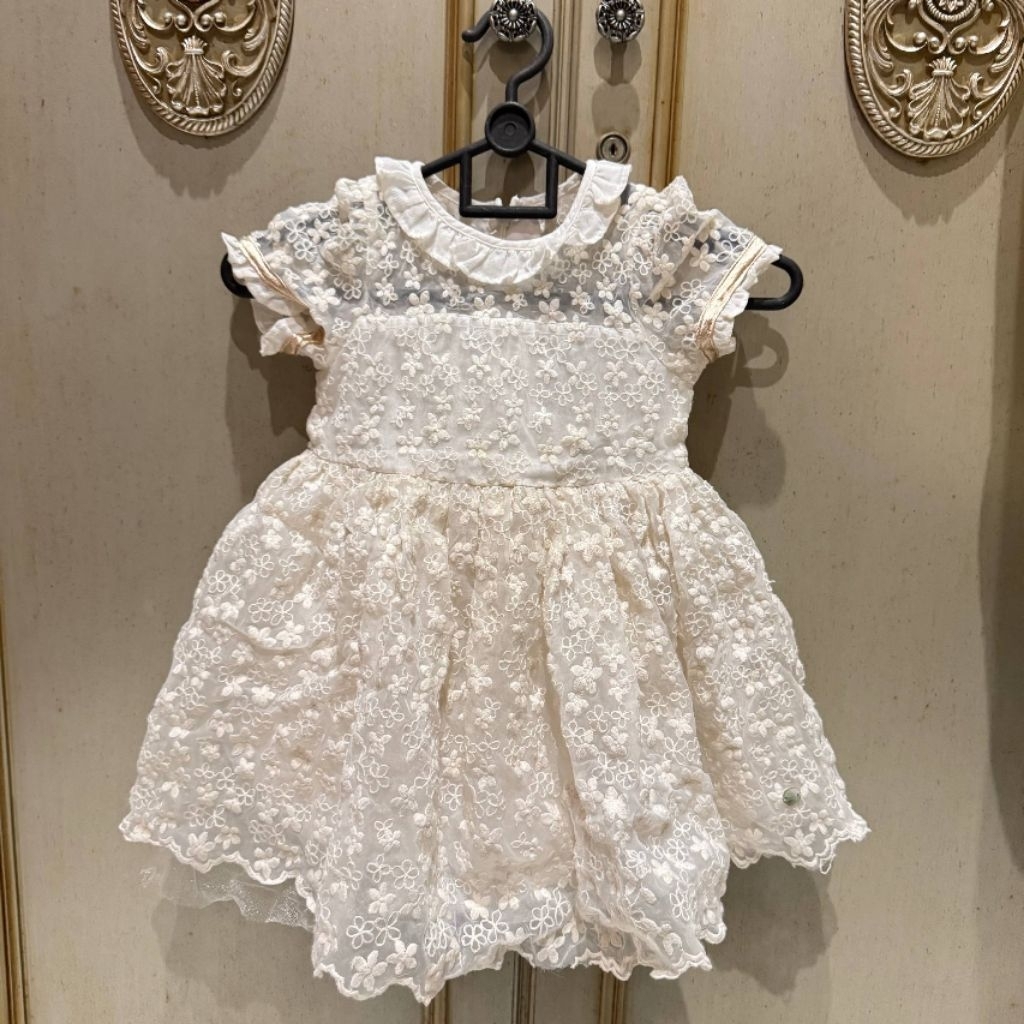 Dress Pesta Gaun Anak Perempuan Putih Gading