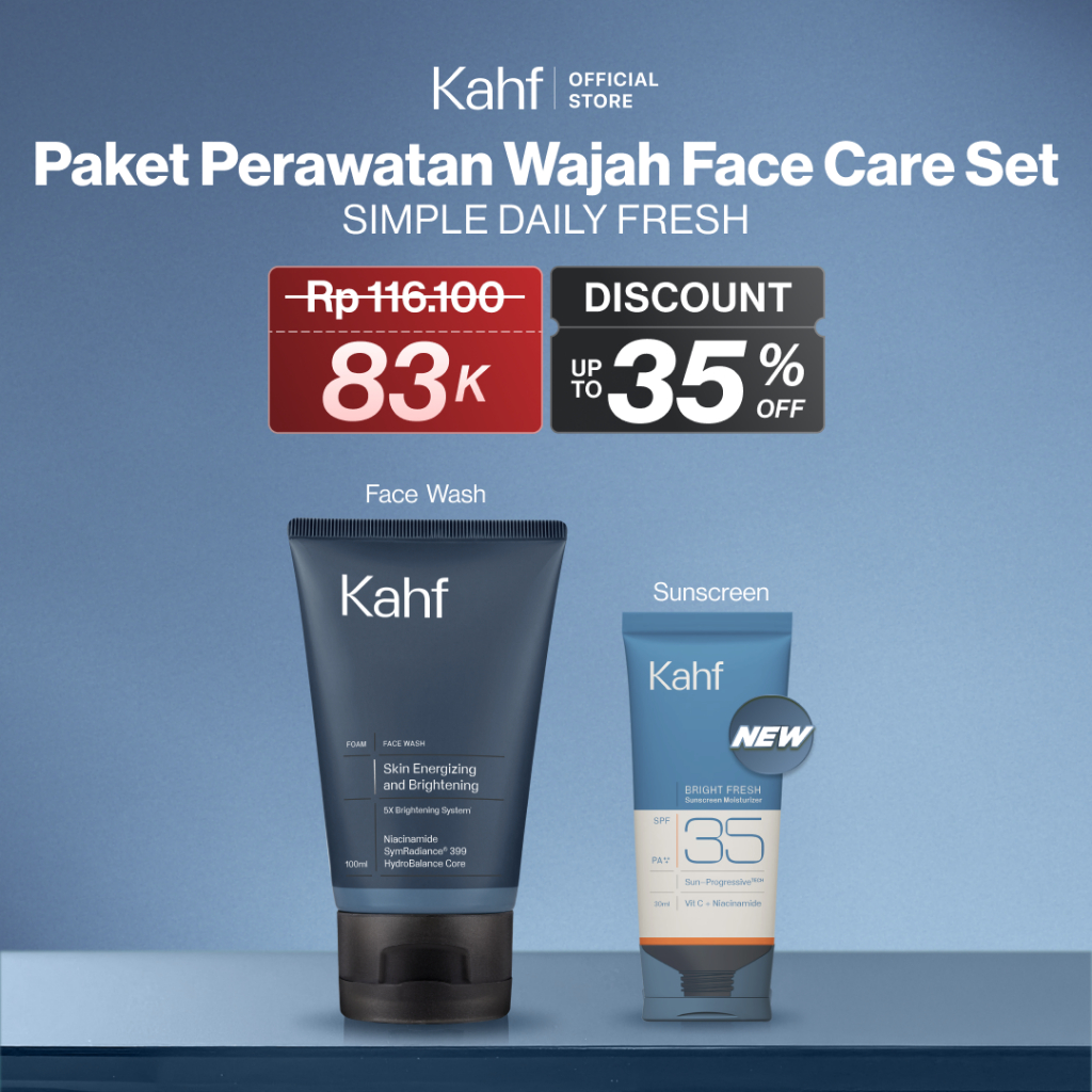[KAHF BUNDLE 2IN1 PAKET PERAWATAN WAJAH : SKINCARE UNTUK KULIT NORMAL - BERMINYAK] Paket Simple Dail