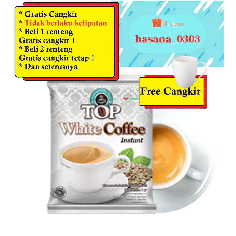 TOP White Coffee [ 12 SACHET] GRATIS CANGKIR