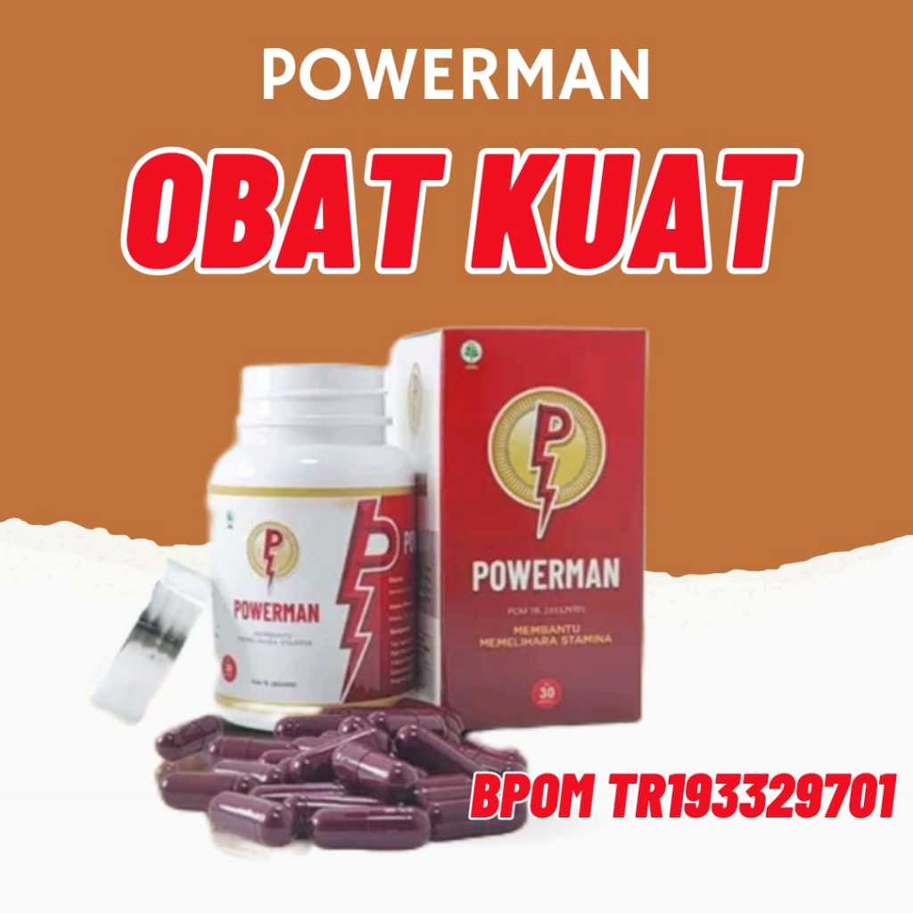 POWERMAN Obat Kuat Herbal Pria Meningkatkan Stamina Testosteron 30 Kapsul