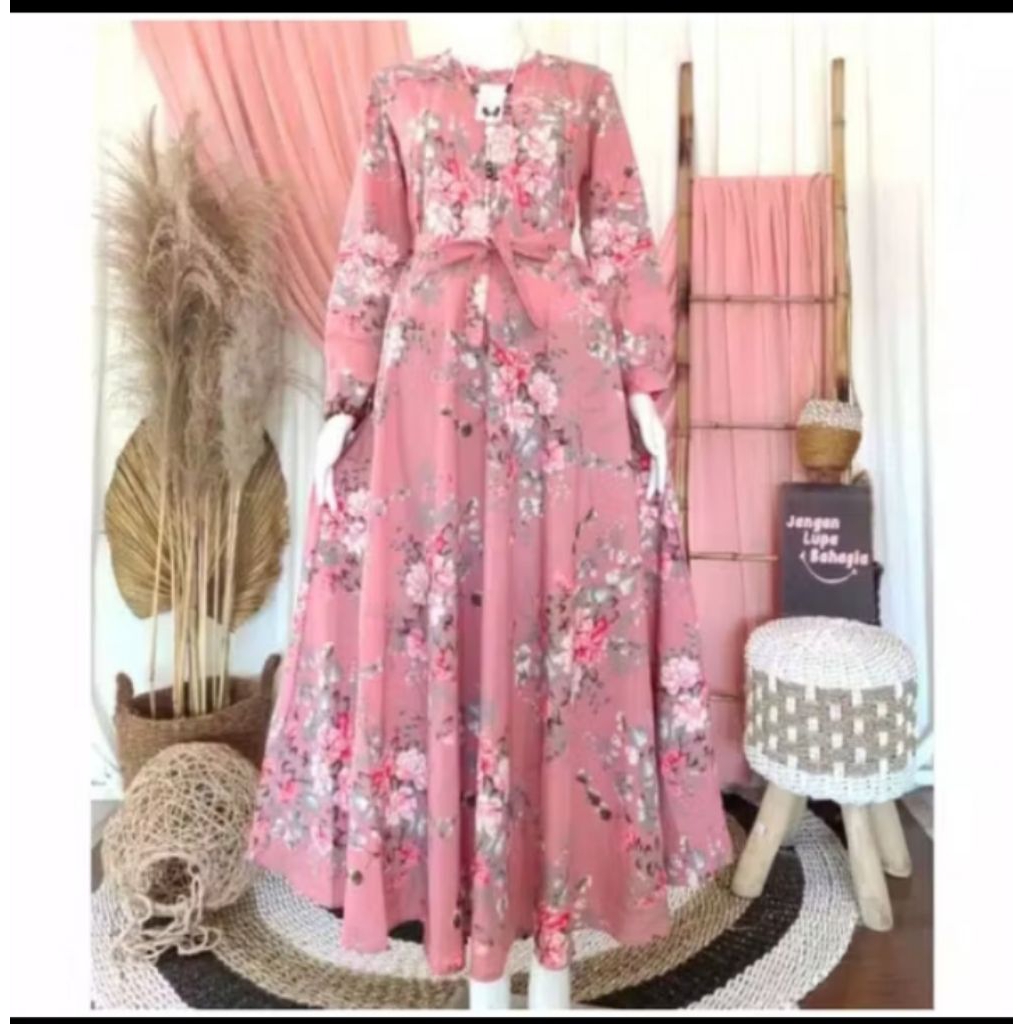 Gamis Sakura//Gamis Terlaris//Gamis Termurah//Gamis Monalisa Motif Bunga Sakura