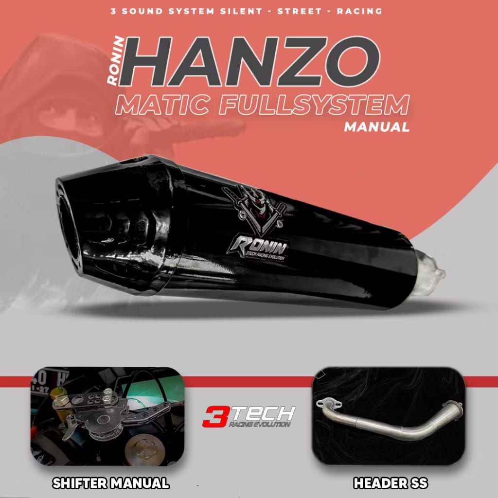 Knalpot 3 Suara 3tech Ronin HANZO untuk sport 150cc R15v3