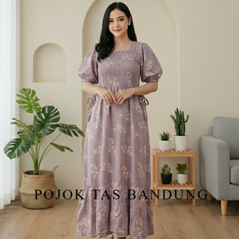 Longdress Batik Wanita Zahra Rayon Premium Daster Kerut Dada LD 120