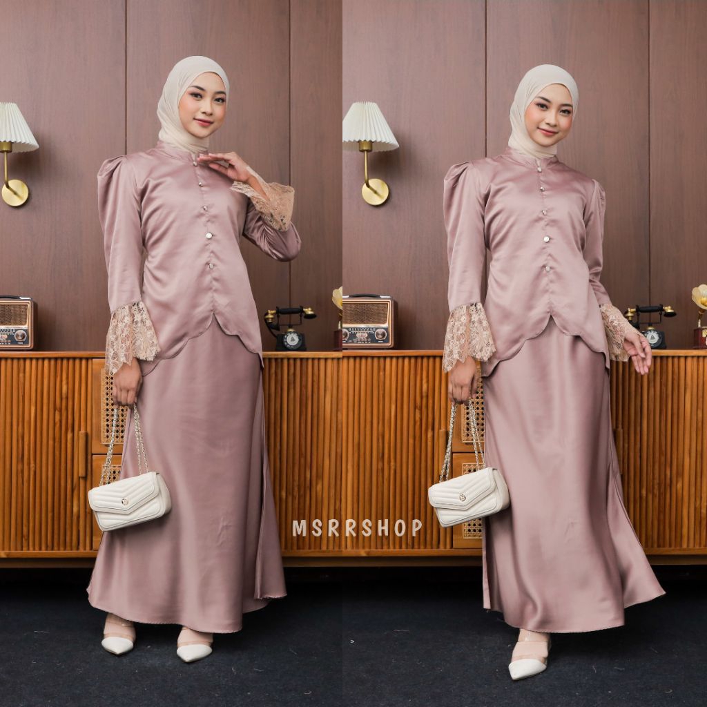 Abana Dress Satin Silk Premium Gamis Slim Fit Mermaid Baju Kondangan Wanita Elegan Gamis Kurung Mela