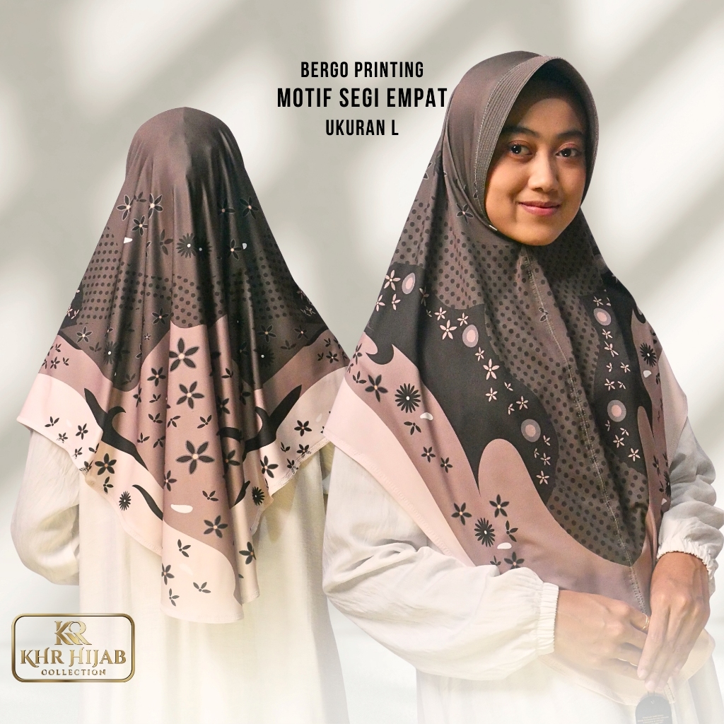 KHR - Bergo Printing Motif Segi Empat Jersey Premium Size L