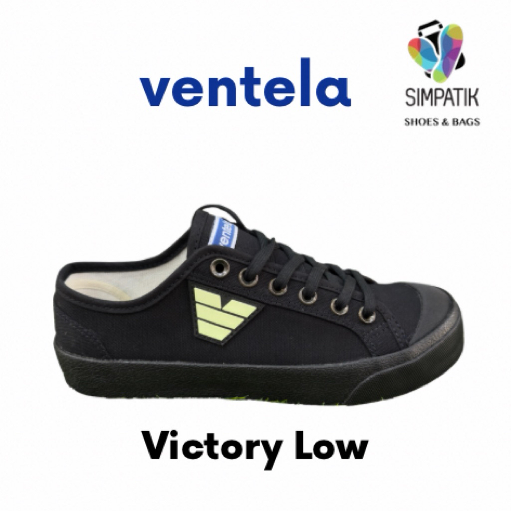 Sepatu Vantela Original Victory Low Sneakers Casual Pria Wanita All black size 38-42
