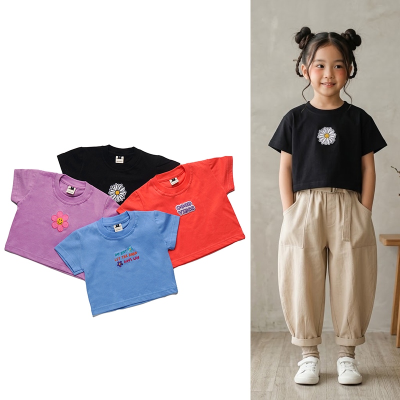 Heyliam Kaos Crop Boxy Anak perempuan  Umur 1 - 7 Tahun