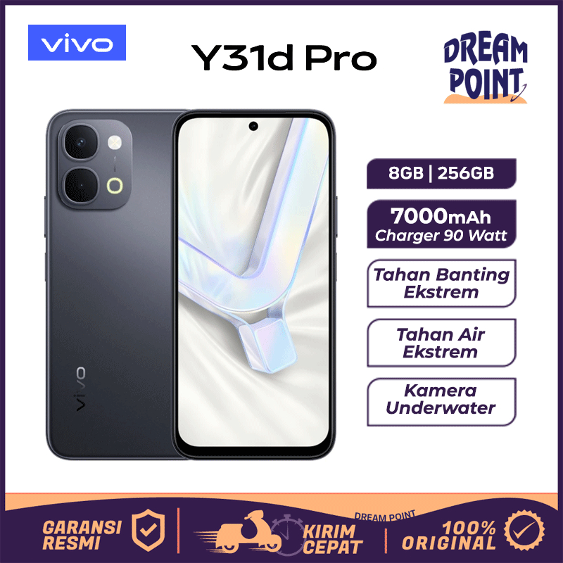 VIVO Y31d Pro 8/256GB Handphone Terbaru 2026 HP Android Gaming Hape Tahan Banting 7000mAh Garansi