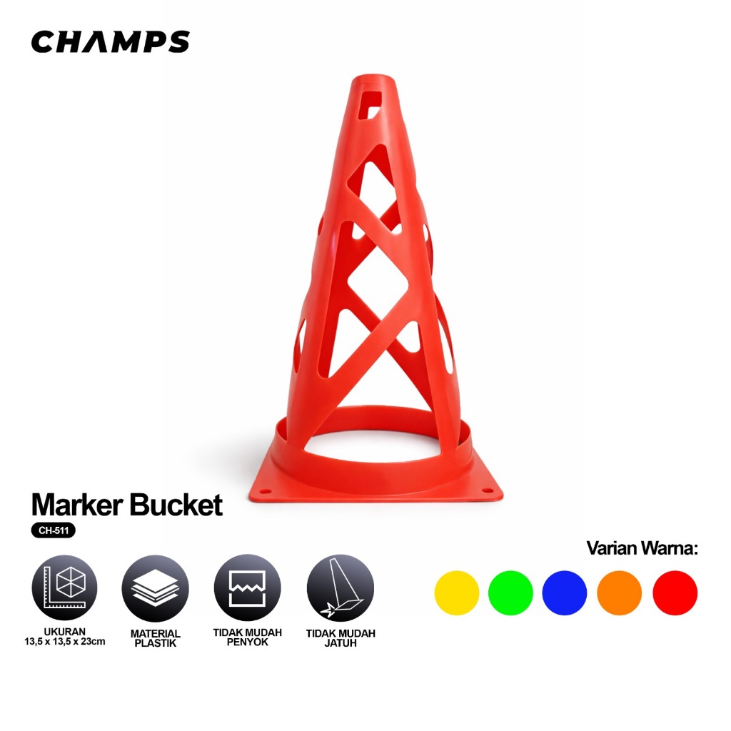 CHAMPS Cone Sepak Bola Murah – Penanda Latihan Futsal & Olahraga Ringan untuk Anak & Dewasa
