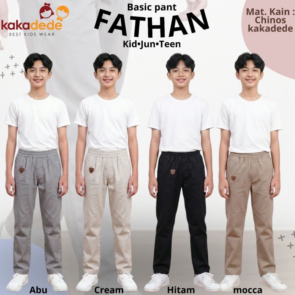 Celana anak laki-laki chinos Fathan kakadede