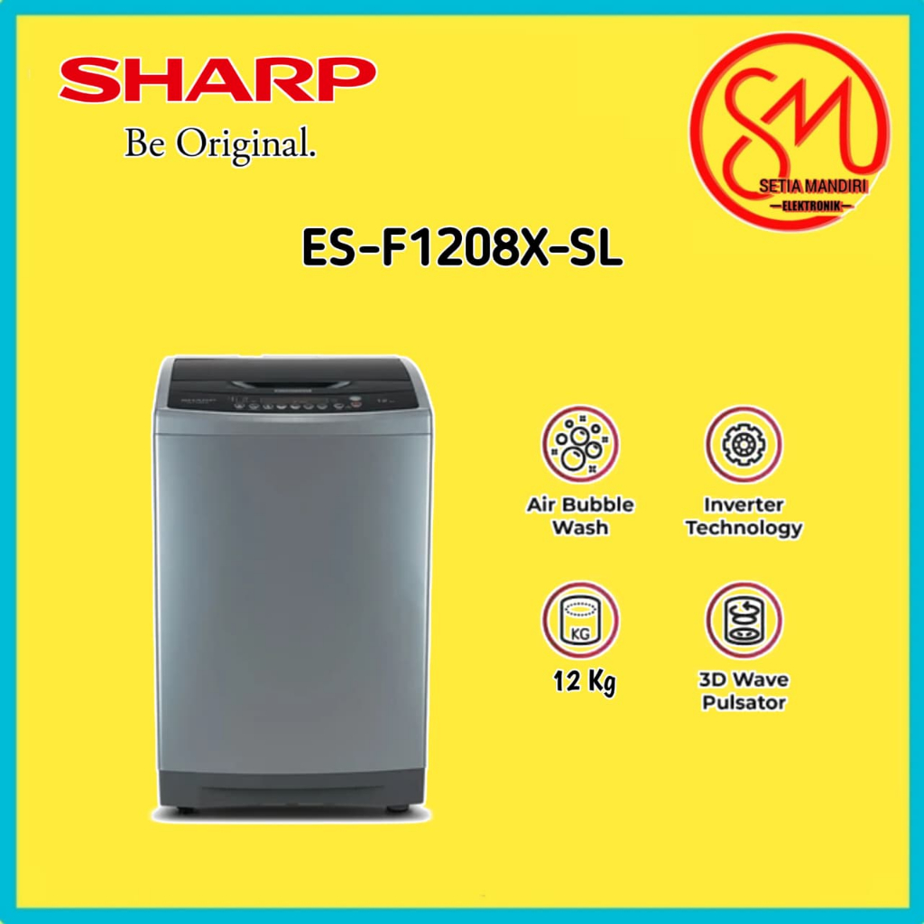 Mesin cuci Sharp ES-F1208X-SL[12Kg] / ES-F1408X-SL[14Kg] / ES-F1500X-GY[15Kg] Top Loading Inverter