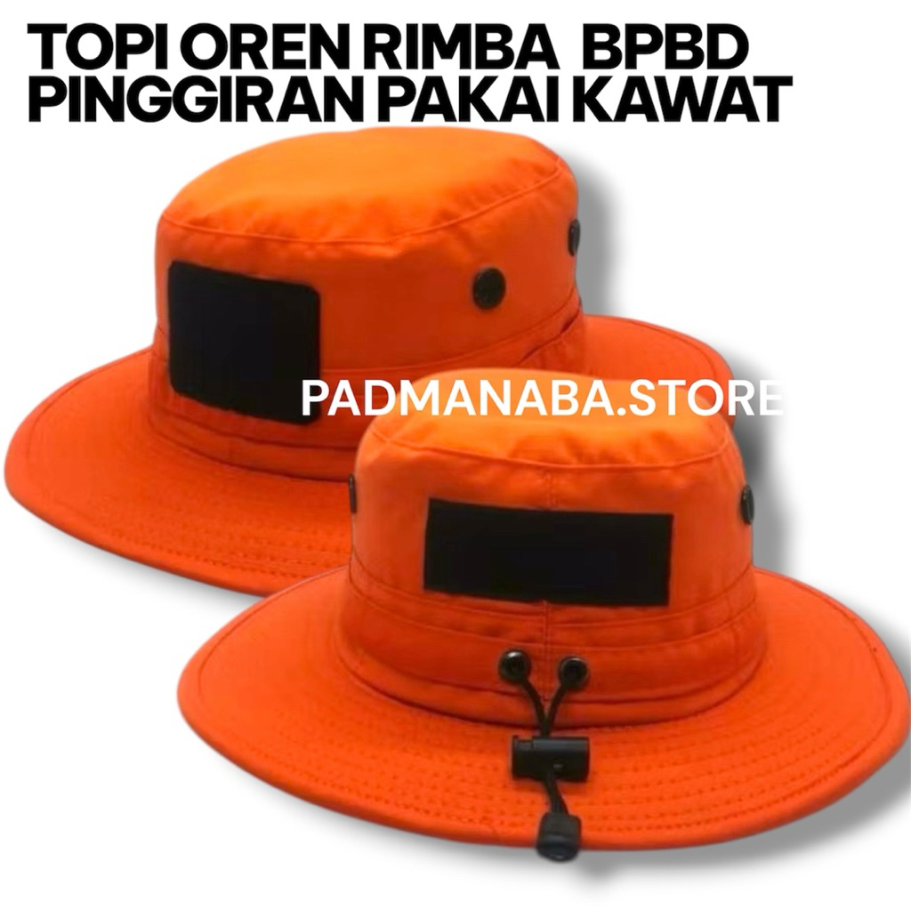 TOPI RIMBA ORANGE  topi rimba tactical outdoor orange bpbd bnpb sar rescue full kawat ripstop cotton