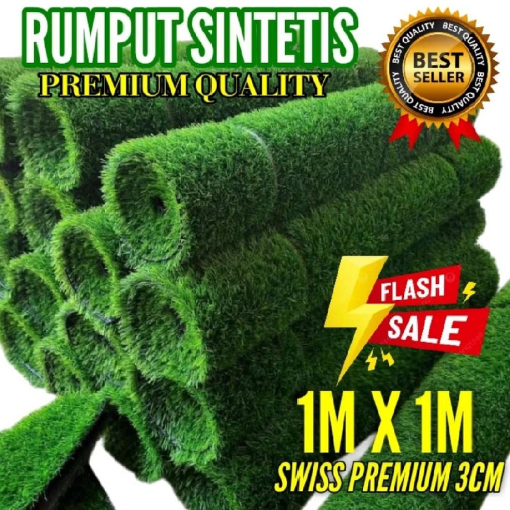 Rumput Sintetis Swiss Meteran 3Cm - Rumput Sintetis Taman - Karpet Rumput Sintetis Taman