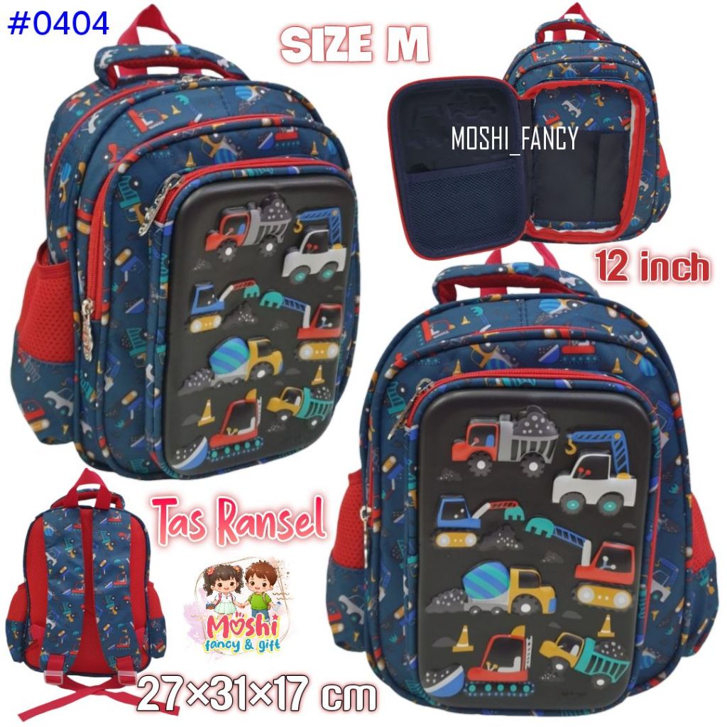 Tas Ransel TK Karakter dan Pencil Case / Tas Gendong Anak Laki-Laki Boy / Tas Sekolah Anak Car - Mob
