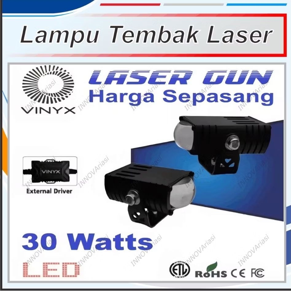 LAMPU TEMBAK LASER GUN VINYX D2 30 WATT ORIGINAL LAMPU SOROT LED MOTOR