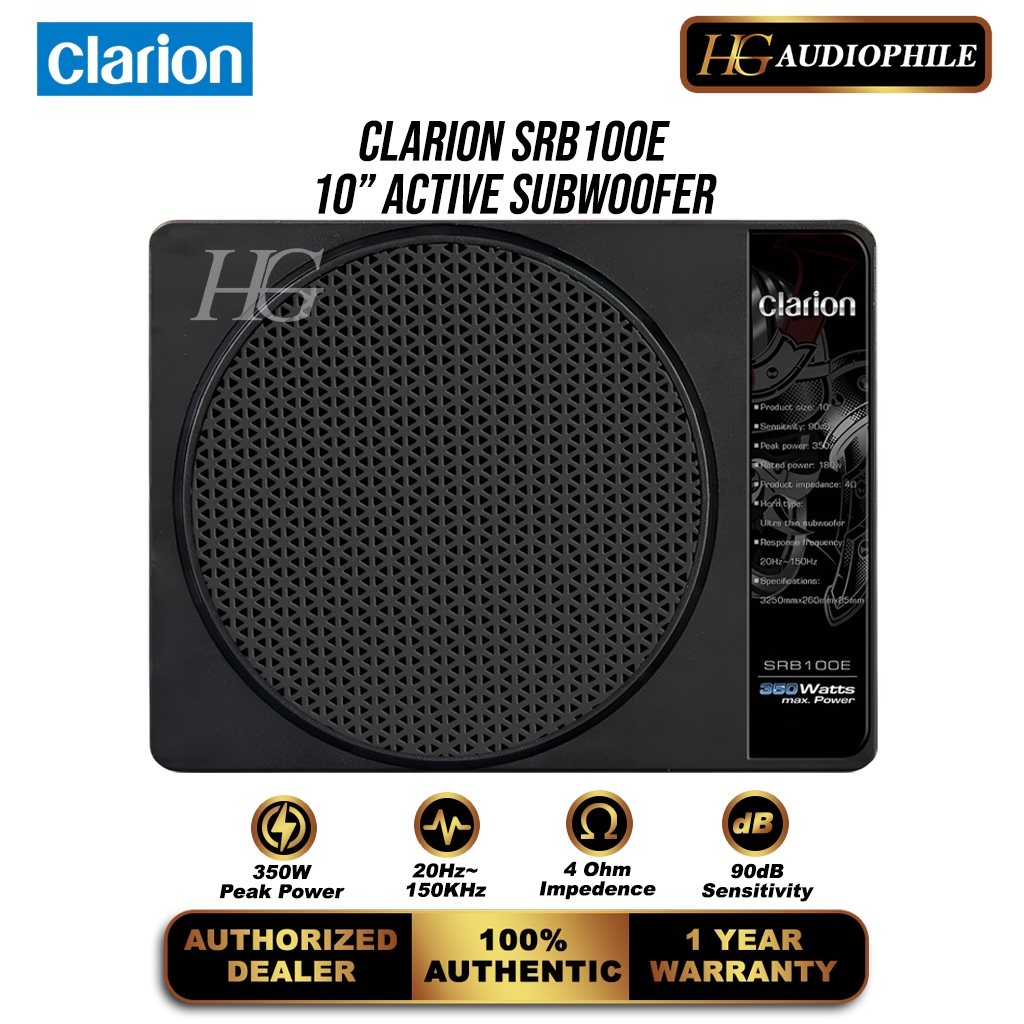 Clarion SRB100E Active Subwoofer 10" Inch Ultra Thin Sub Kolong Aktif Official Warranty