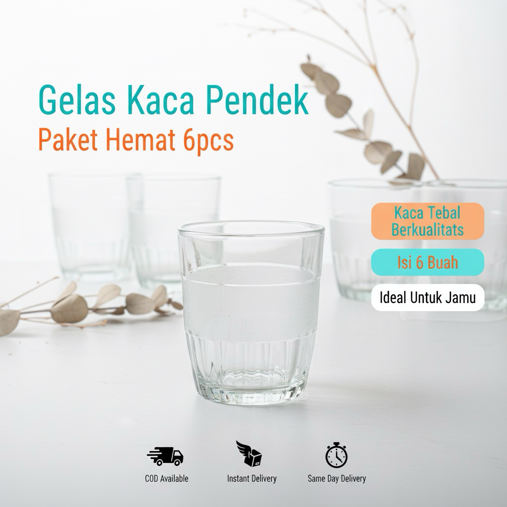 Gelas Kaca Jamu Keronjo 150ml Pendek Lusinan / Gelas Kaca Pendek