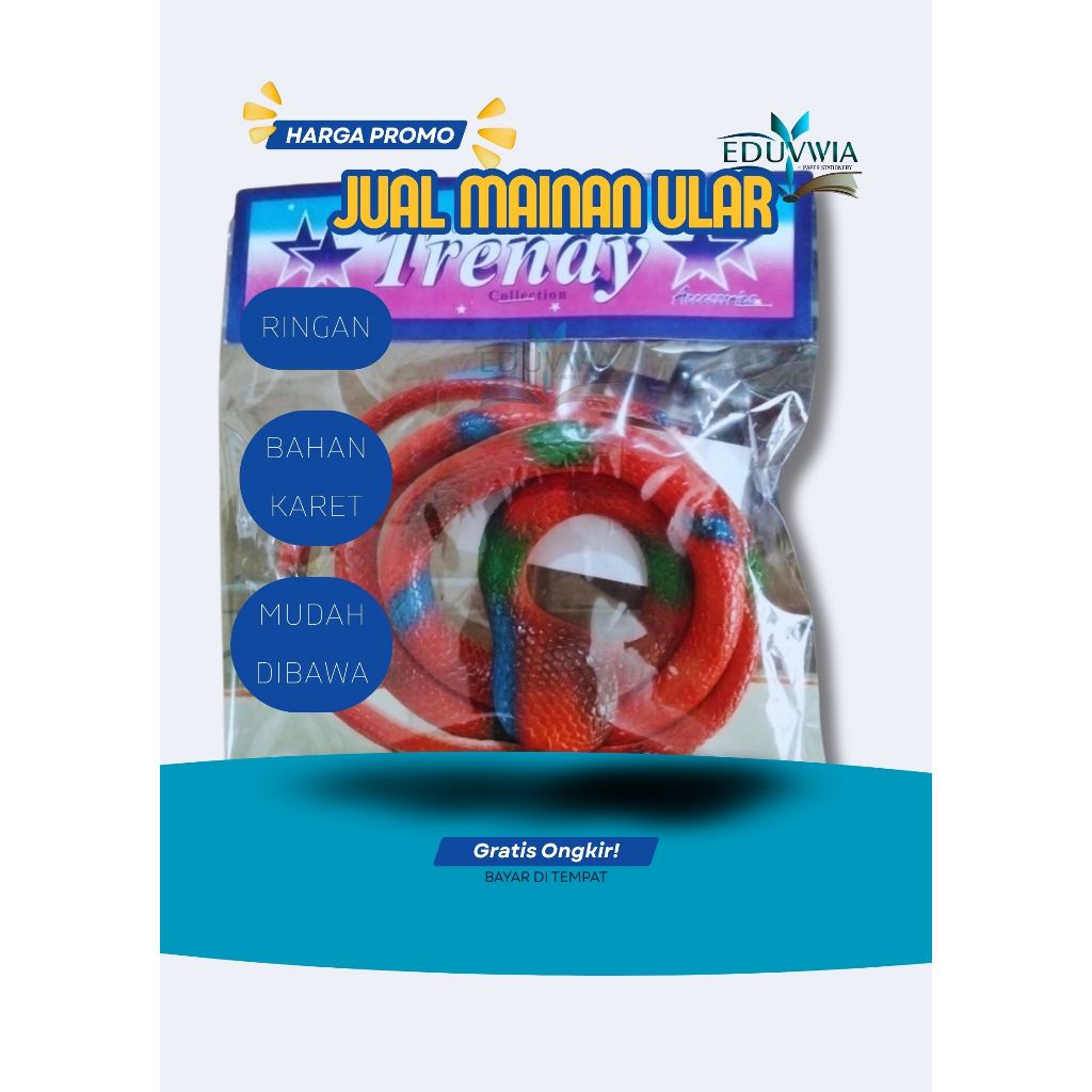 Mainan Jahil Prank Ular Snake Karet Lentur Warna Cobra Piton Palsu Fake