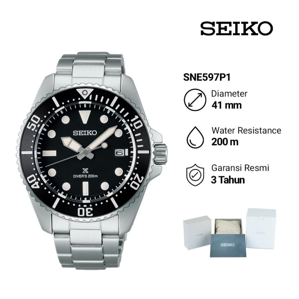 Seiko Prospex SNE597P1 Solar Divers Jam Tangan Pria Original