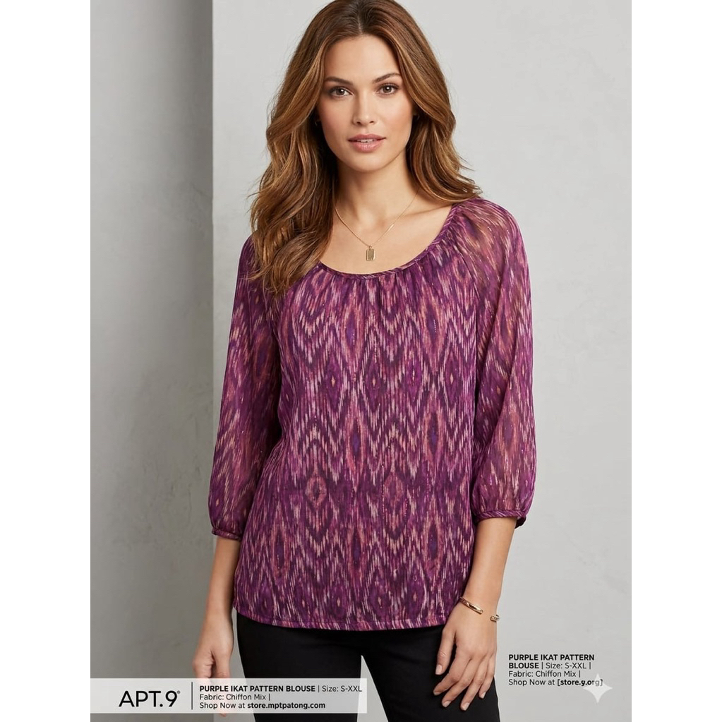 APT. Purple Ikat Pattern Blouse - Branded Original