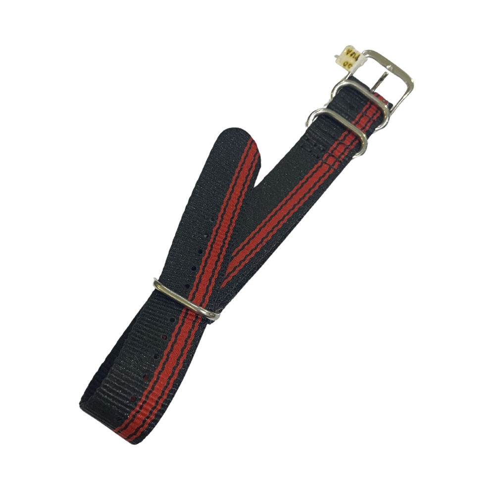 Strap Tali Jam Tangan NATO Nylon 20mm - Black Red Stripes (James Bond Style)
