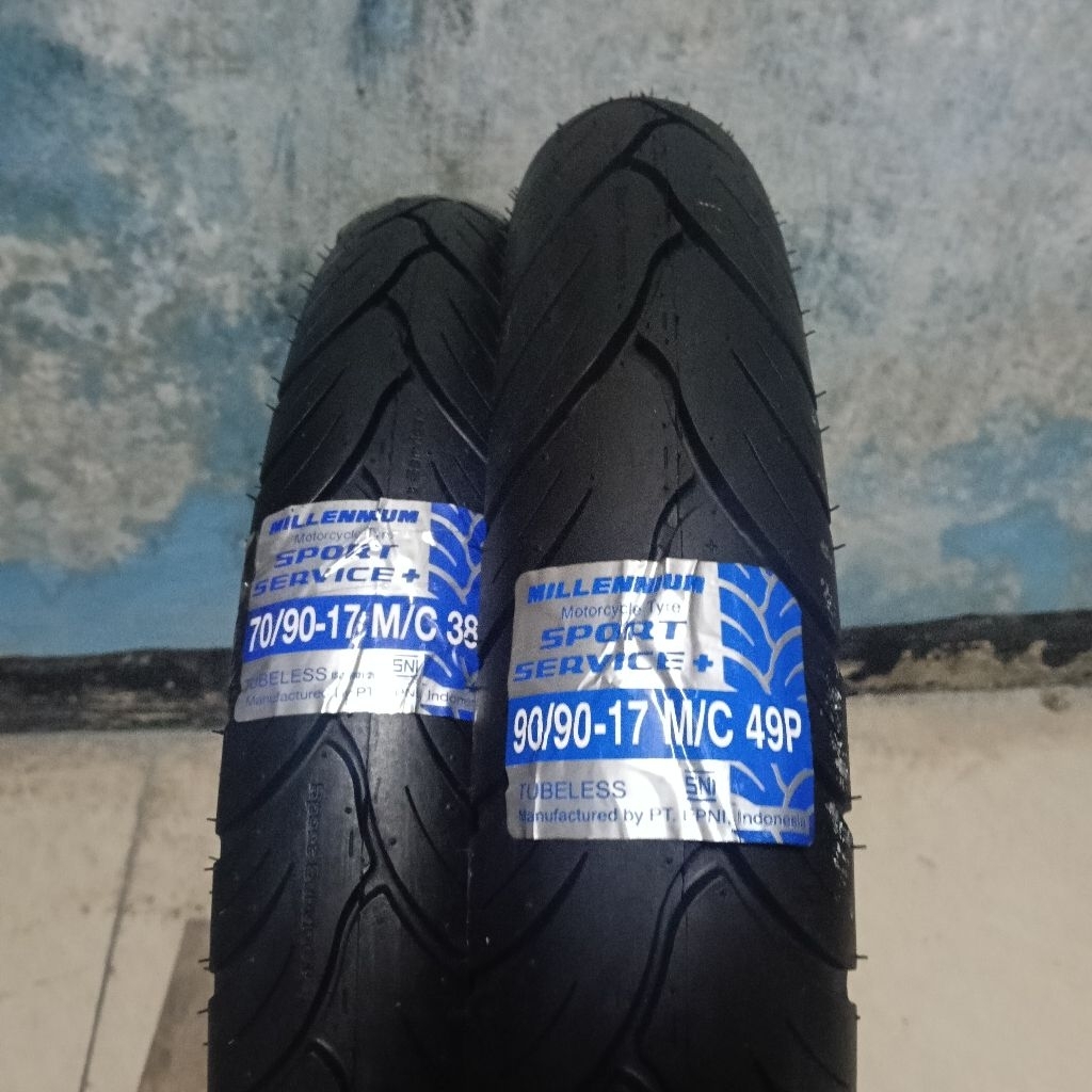 Paket Sepasang Satuan Ban MILLENNIUM Sport Service + Ring 17 Tubeless 70/90 90/90 80/90 Motor Bebek 