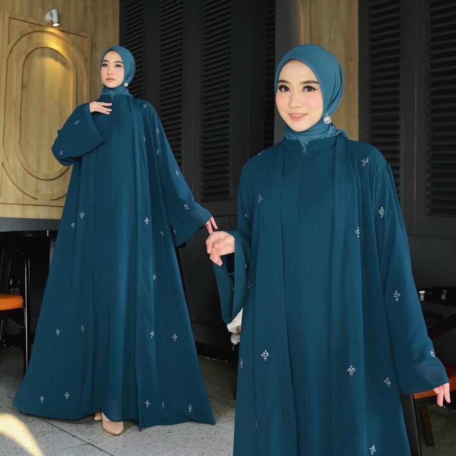Alzeya Dress Gamis Lebaran 2026 Terbaru Baju Muslim Wanita Dewasa Simple Elegan Abaya Emerald Gaun