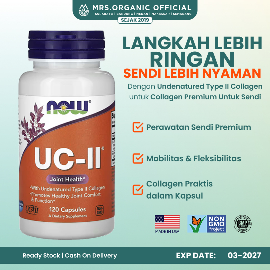 Suplemen Now UC-II Type II Collagen 120 Veggie Capsules - Collagen Tulang Rawan Ayam untuk Kesehatan