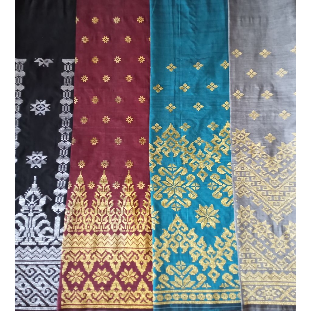 Kain Songket Melayu Riau | Tenun Siak | Kain Samping Putih Perak