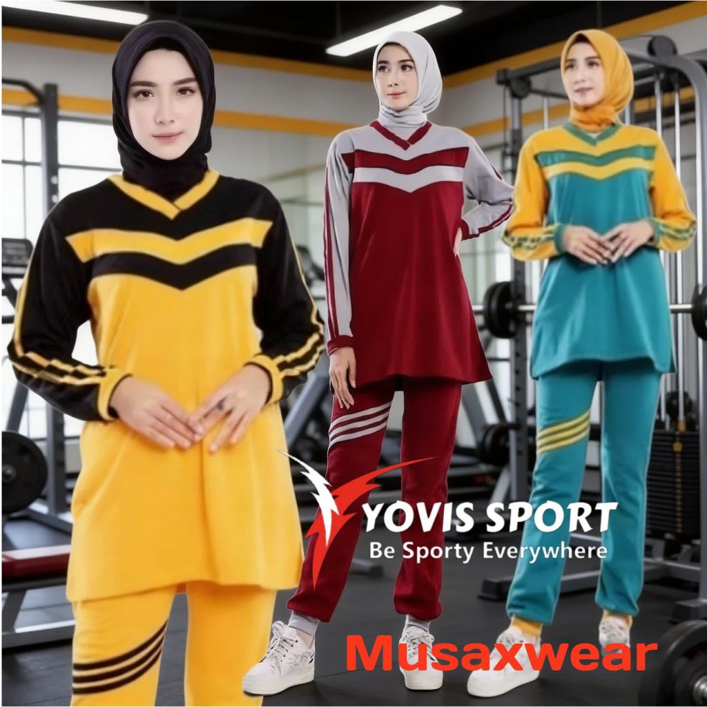 Stelan Baju Senam Olahraga Wanita Muslimah Original Model Jogger/Stelan Baju Senam Aerobik/Stelan Tr