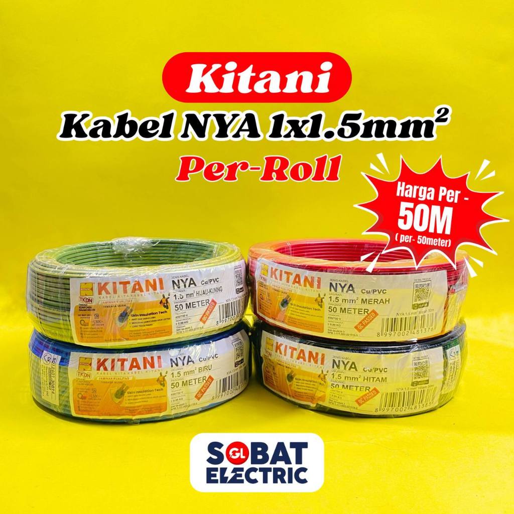 Kitani Kabel Engkel NYA 1x1,5 Per Roll - Kabel Tunggal 1.5 Roll