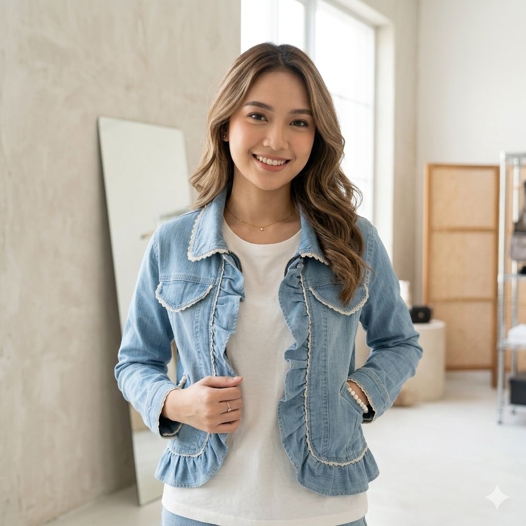 jacket jeans fashion crop kawai renda