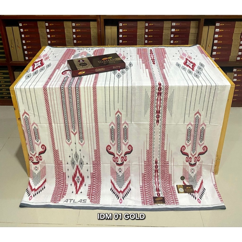 PROMO SARUNG ATLAS IDAMAN KEMBANG GOLD NEW MOTIF BAHAN RAYON