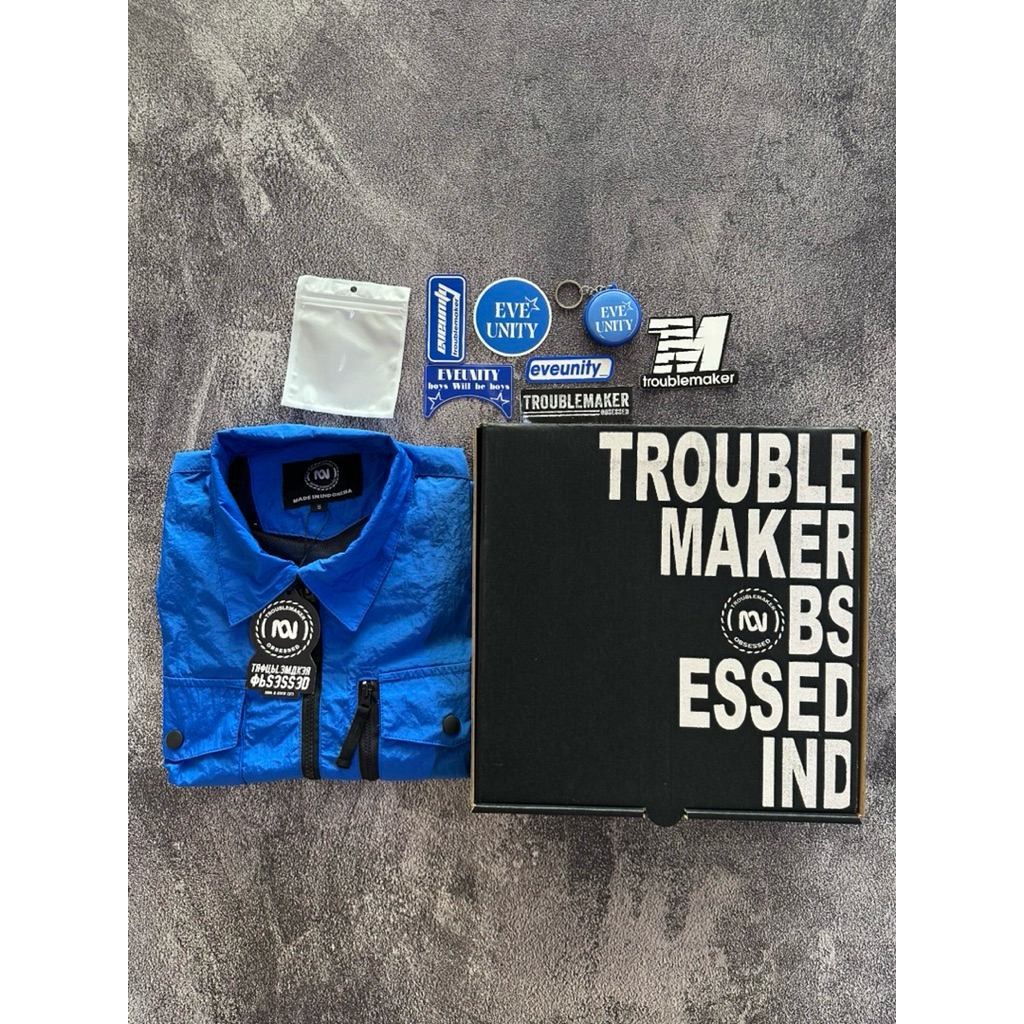 jaket troublemaker + kardus (gratis stiker)