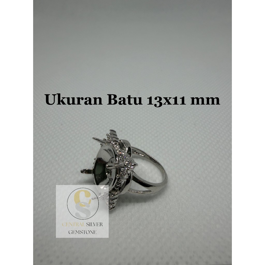 Emban Cincin Silver 925 wanita untuk batu akik [Ukuran 13x11 mm]