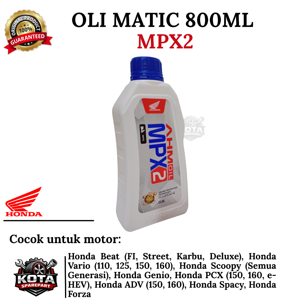 OLI MATIC MPX2 800ML ORIGINAL HONDA UNTUK MOTOR BEAT (FI, STREET, KARBU, DELUXE), VARIO (110, 125, 1
