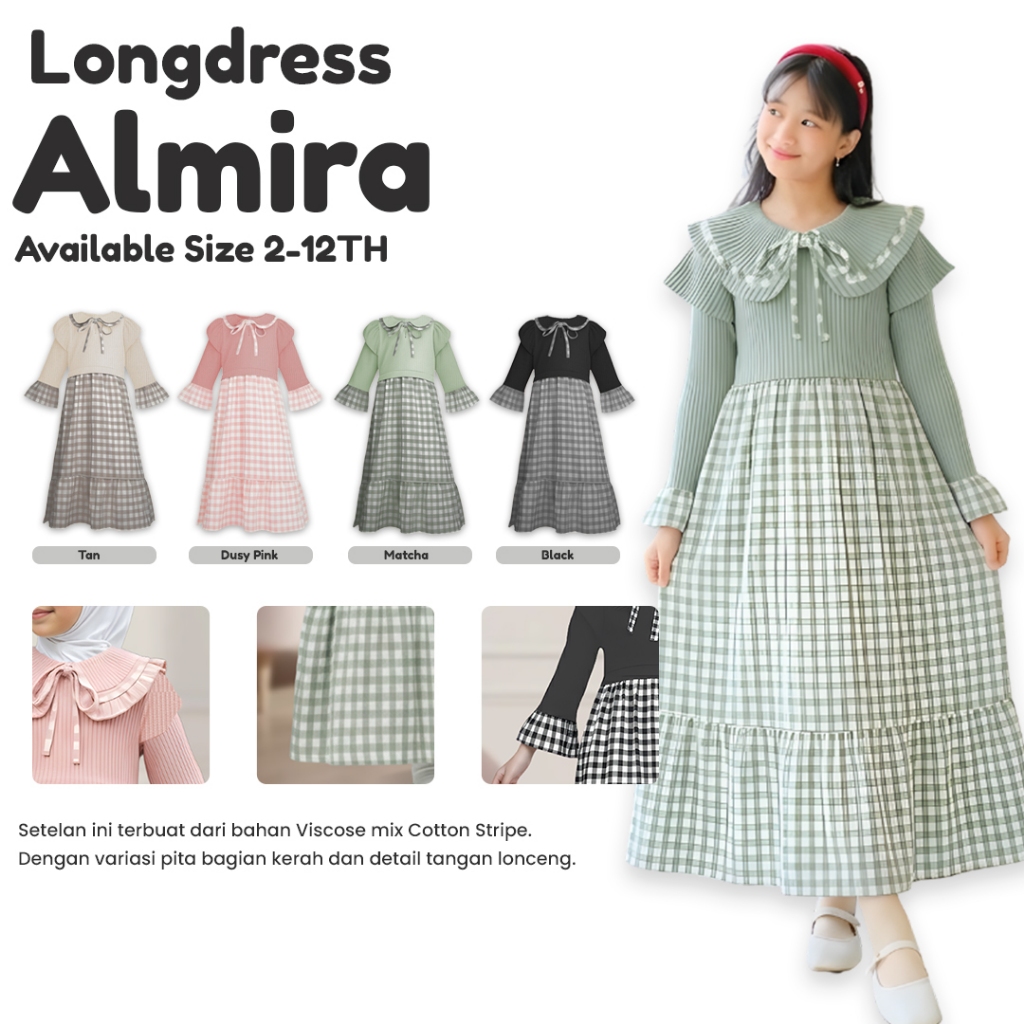 Vitto Kidswear Gamis Anak Raya Series Home Dress Anak Perempuan Vintage Dress Anak Korea Lucu Motif 