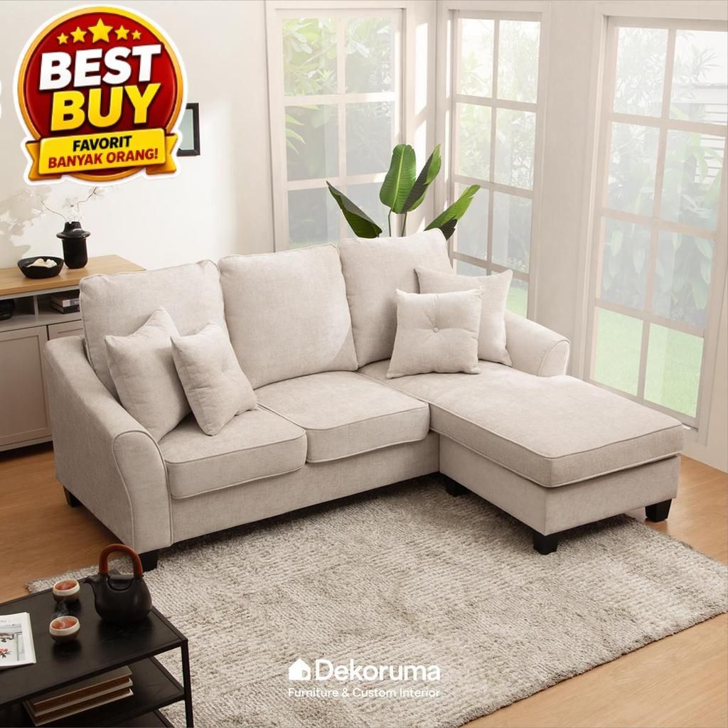Dekoruma SHOHEI Sofa L Kain / Sofa L Ruang Keluarga / Sofa Panjang L