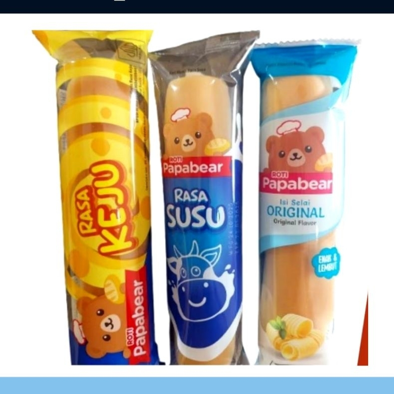 (PACK) Roti Manis PAPABEAR 20gr Cokelat,Keju,Susu 10Pcs