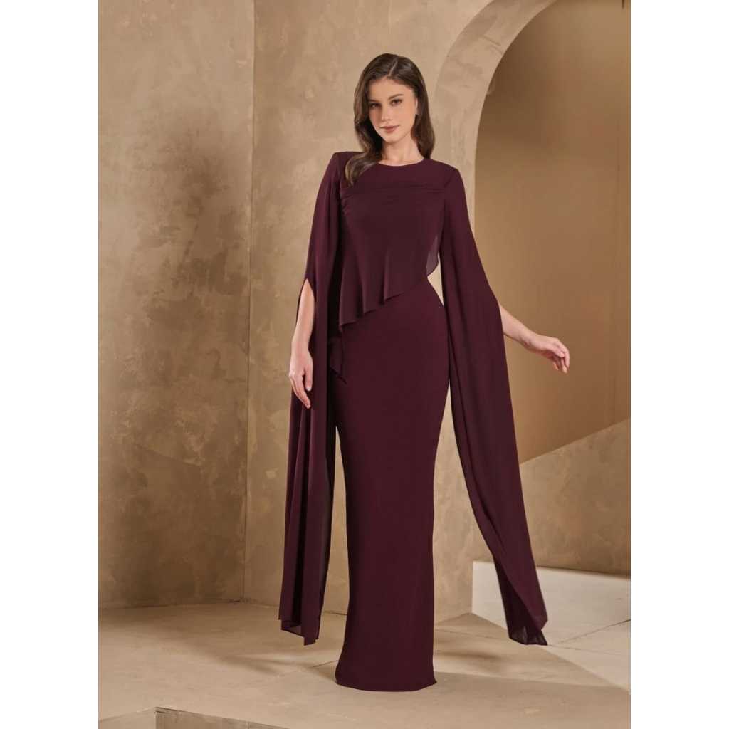 Dress Wanita Fashion Muslim Soraya Maxy Malaysia Mermaid Kondangan Bahan Ceruty Babydoll Full Furing