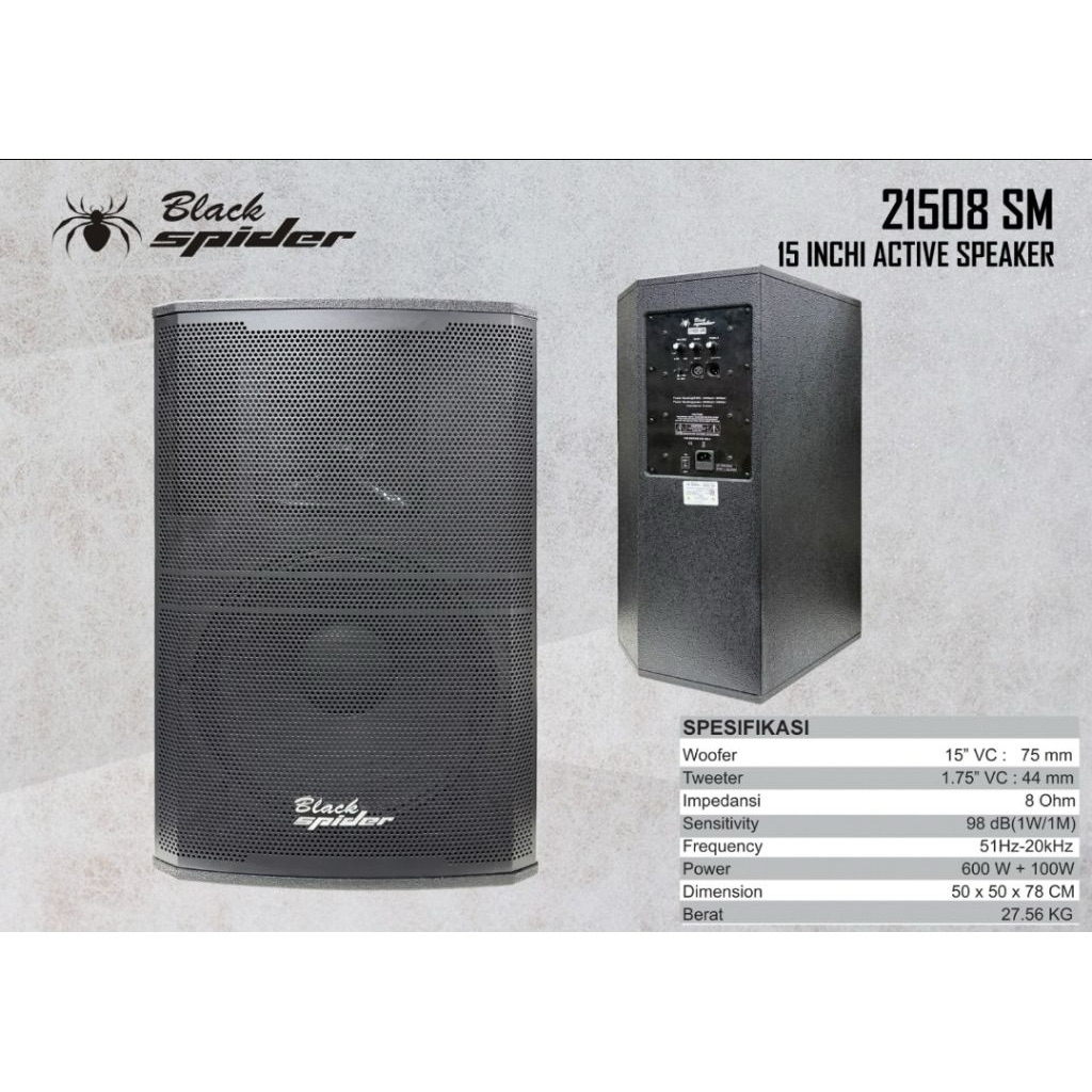 Speaker aktif BlackSpider 15 inch 21508Sm aktif black spider 21508 sm