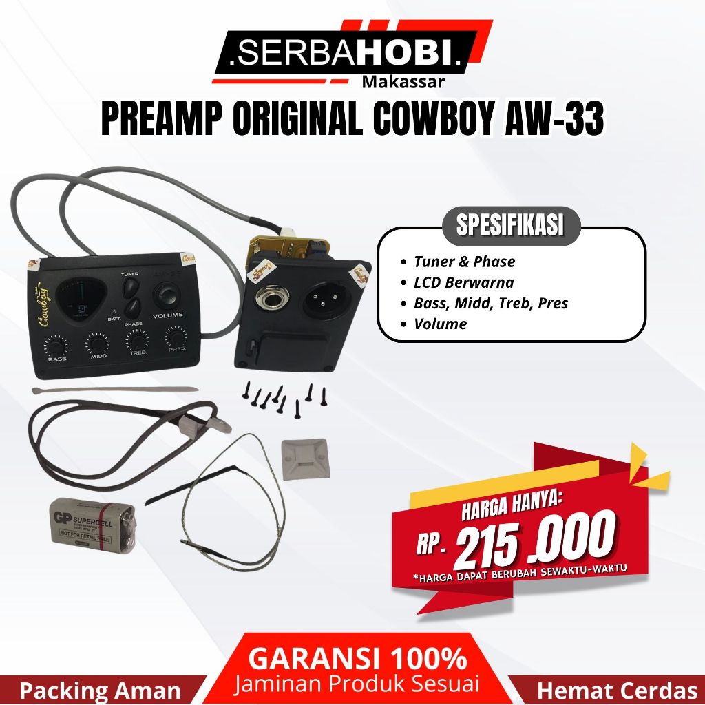 PREAMP GITAR COWBOY AW-33 ORIGINAL WITH TUNER